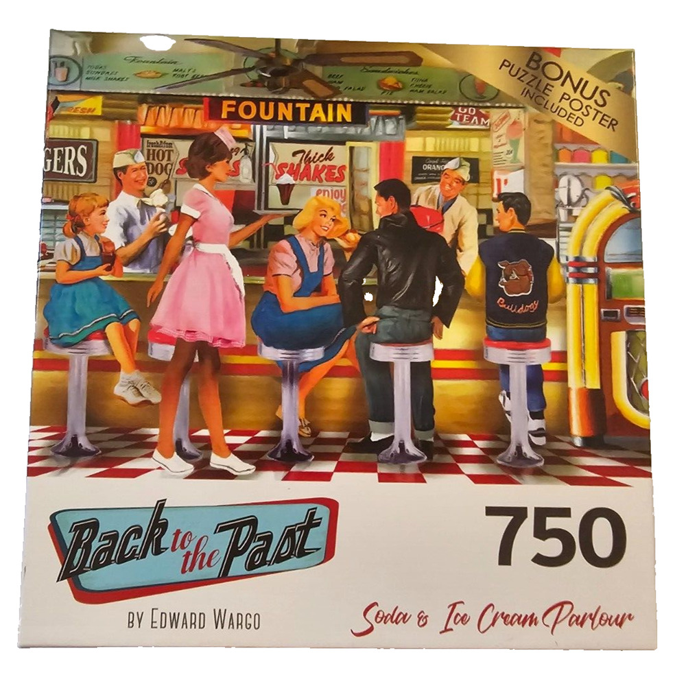 Rose Art 750 Pc Puzzle Back to the Past Soda and Ice Cream Parlor Edward Wargo